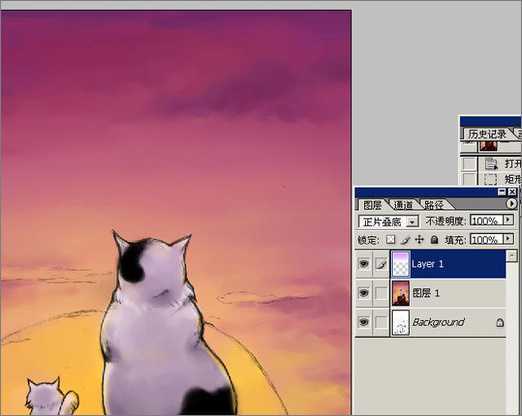 photoshop和Painter手绘插画《眺望》