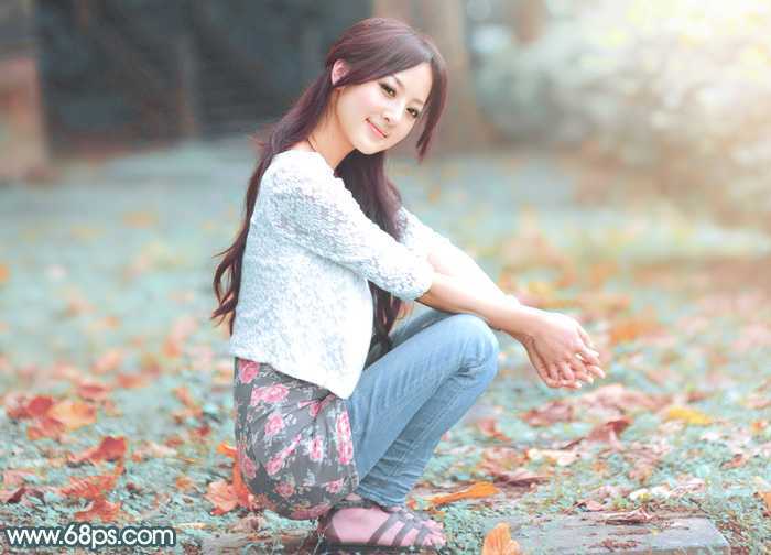 ‘Photoshop给果子美女调制甜美的淡调青红色‘