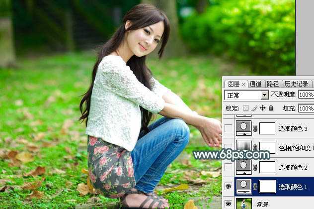 ‘Photoshop给果子美女调制甜美的淡调青红色‘