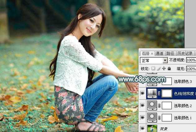 ‘Photoshop给果子美女调制甜美的淡调青红色‘