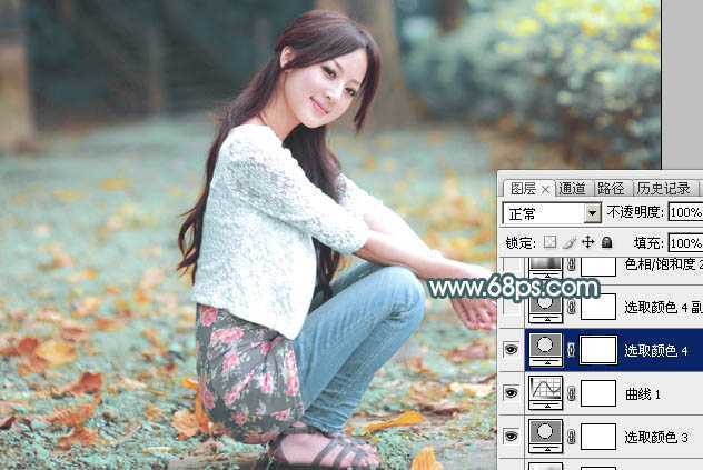‘Photoshop给果子美女调制甜美的淡调青红色‘
