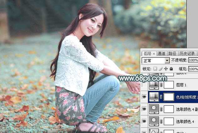 ‘Photoshop给果子美女调制甜美的淡调青红色‘