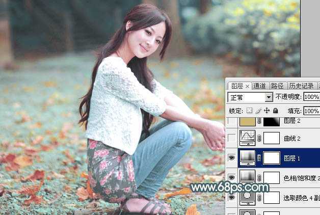 ‘Photoshop给果子美女调制甜美的淡调青红色‘