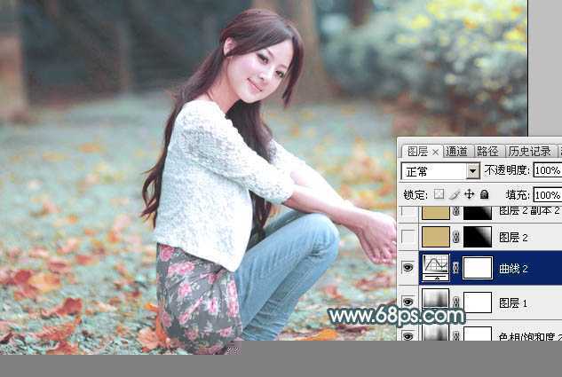 ‘Photoshop给果子美女调制甜美的淡调青红色‘