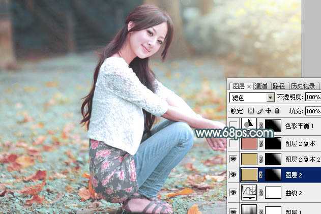 ‘Photoshop给果子美女调制甜美的淡调青红色‘