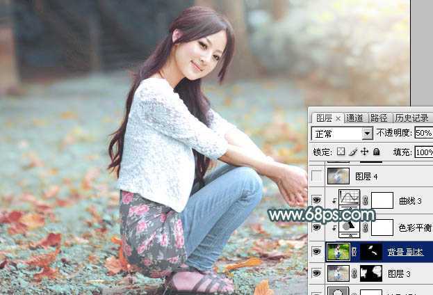 ‘Photoshop给果子美女调制甜美的淡调青红色‘