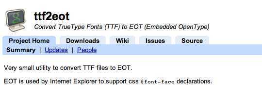ttf2eot Command Line Utility