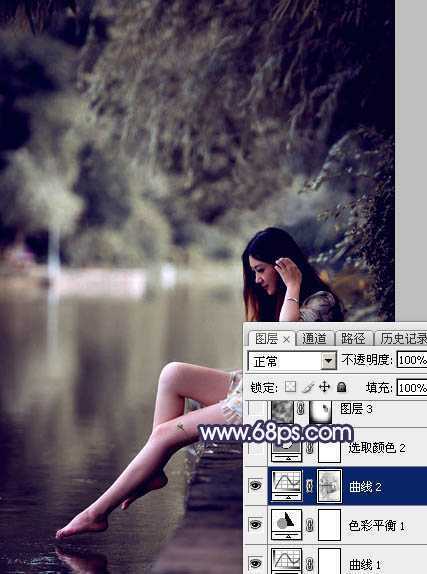 ‘Photoshop制出唯美的冬季飘雪水景人物图片‘