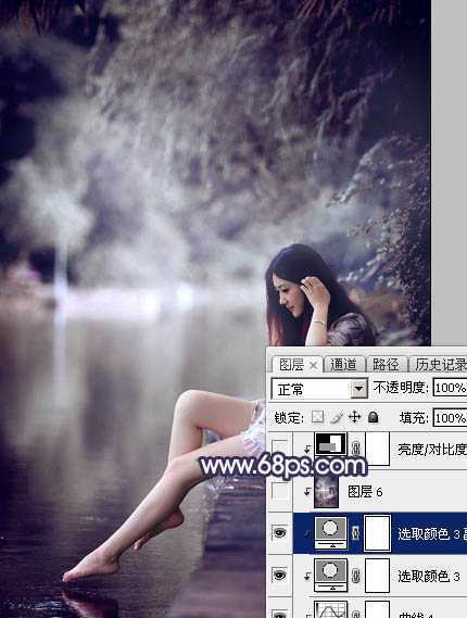 ‘Photoshop制出唯美的冬季飘雪水景人物图片‘