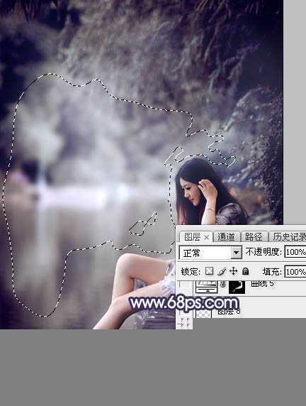 ‘Photoshop制出唯美的冬季飘雪水景人物图片‘