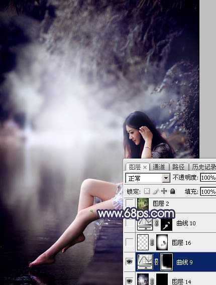 ‘Photoshop制出唯美的冬季飘雪水景人物图片‘