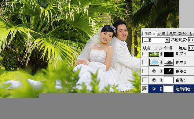 ‘Photoshop将外景婚片调出清爽的甜美色‘