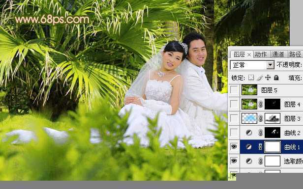 ‘Photoshop将外景婚片调出清爽的甜美色‘