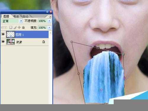 ‘ps合成将瀑布从人物眼中和口中流出的效果图‘