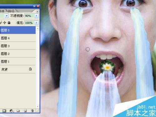 ‘ps合成将瀑布从人物眼中和口中流出的效果图‘