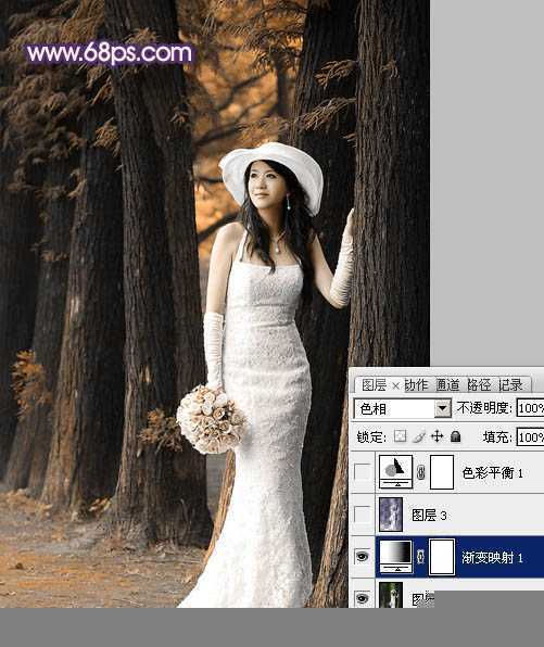 ‘Photoshop制作经典蓝色外景婚片‘