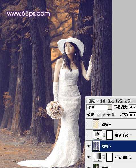 ‘Photoshop制作经典蓝色外景婚片‘
