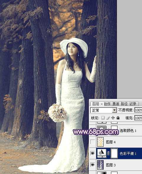 ‘Photoshop制作经典蓝色外景婚片‘