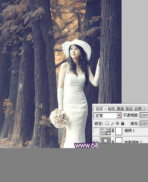 ‘Photoshop制作经典蓝色外景婚片‘