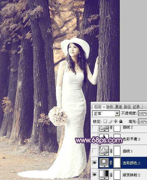 ‘Photoshop制作经典蓝色外景婚片‘