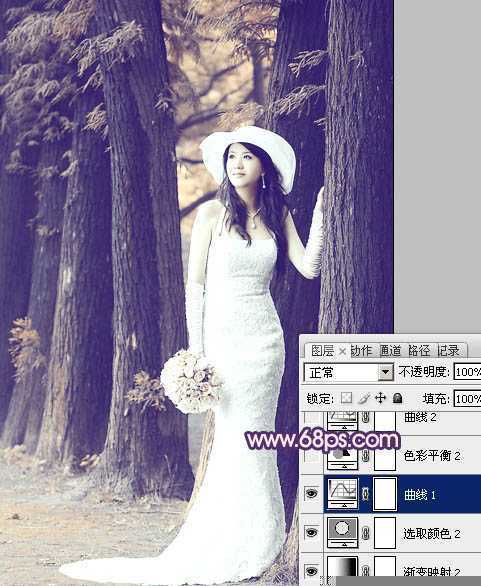 ‘Photoshop制作经典蓝色外景婚片‘