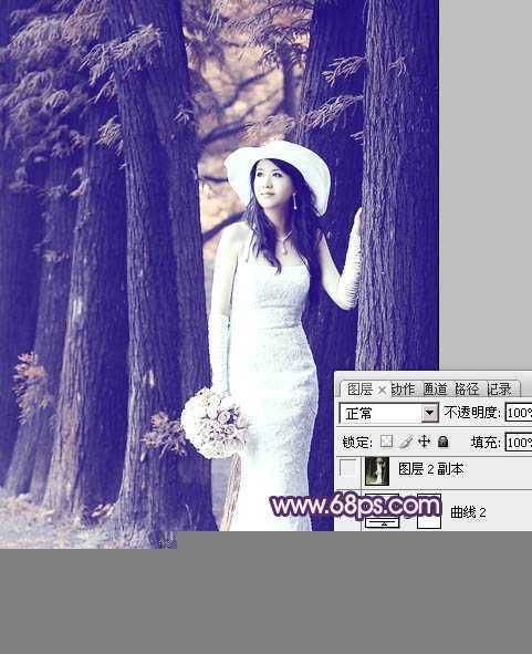 ‘Photoshop制作经典蓝色外景婚片‘