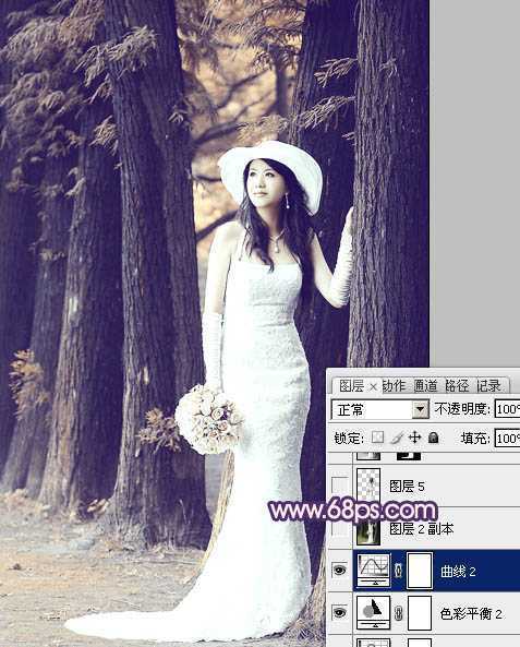 ‘Photoshop制作经典蓝色外景婚片‘