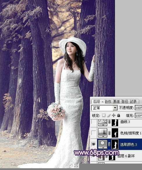 ‘Photoshop制作经典蓝色外景婚片‘