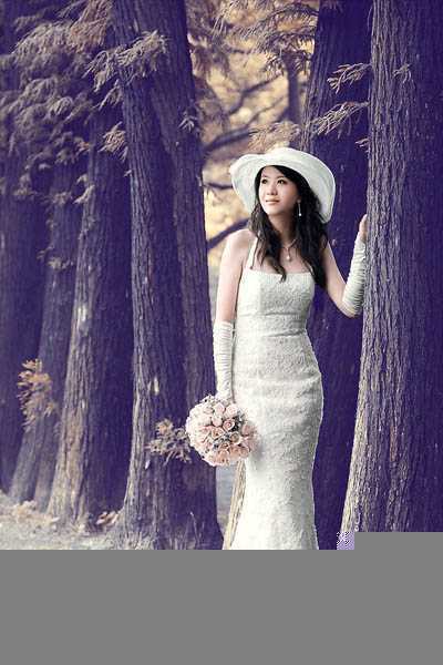 ‘Photoshop制作经典蓝色外景婚片‘