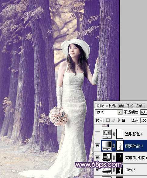 ‘Photoshop制作经典蓝色外景婚片‘