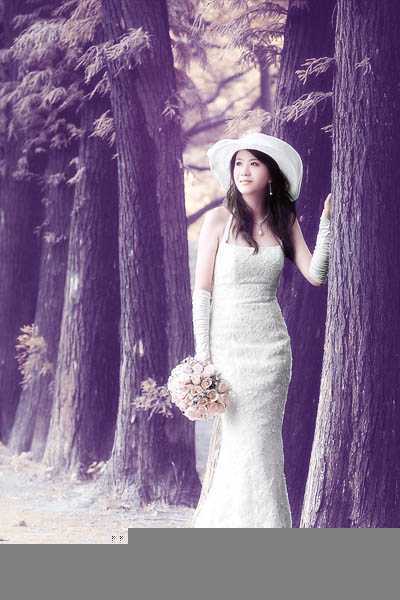 ‘Photoshop制作经典蓝色外景婚片‘