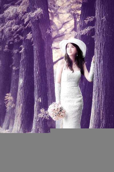 ‘Photoshop制作经典蓝色外景婚片‘