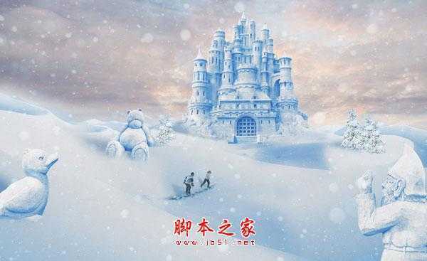‘photoshop合成制作漂亮的雪景卡通乐园‘