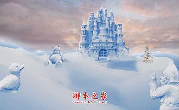 ‘photoshop合成制作漂亮的雪景卡通乐园‘