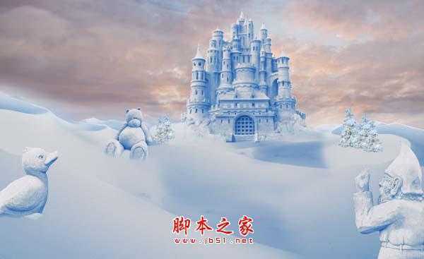 ‘photoshop合成制作漂亮的雪景卡通乐园‘