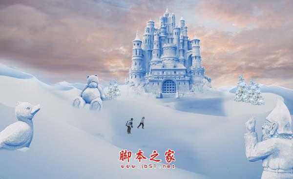 ‘photoshop合成制作漂亮的雪景卡通乐园‘