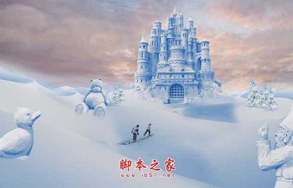 ‘photoshop合成制作漂亮的雪景卡通乐园‘