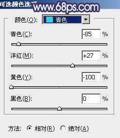‘Photoshop将草地人物图片调制出柔美的梦幻暗调蓝黄色‘