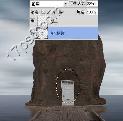 ‘photoshop合成制作出奇形怪状的石头房子矗立在海边的恐怖场景‘