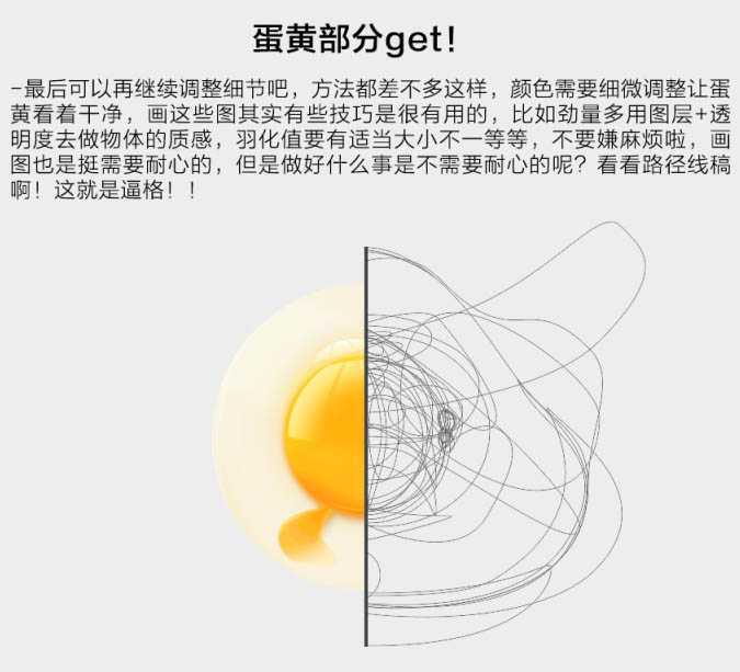 ‘使用photoshop绘制一个打开鸡蛋流出(效果逼真)‘