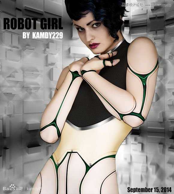 ‘Photoshop制作科技感十足的机器人特效美女‘