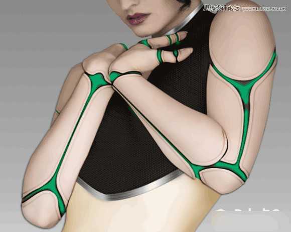 ‘Photoshop制作科技感十足的机器人特效美女‘