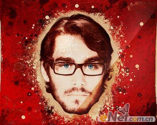 ‘photoshop利用画笔及图层样式制作颓废的古典头像海报‘