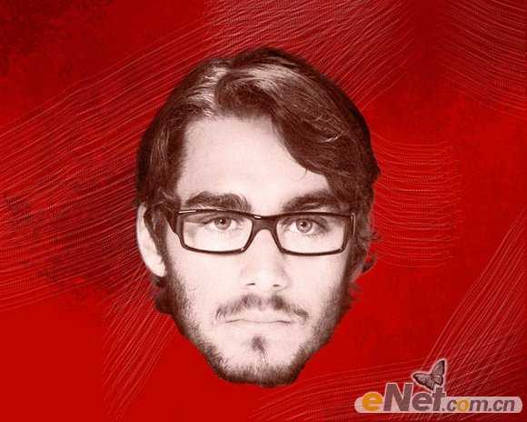 ‘photoshop利用画笔及图层样式制作颓废的古典头像海报‘