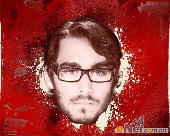 ‘photoshop利用画笔及图层样式制作颓废的古典头像海报‘