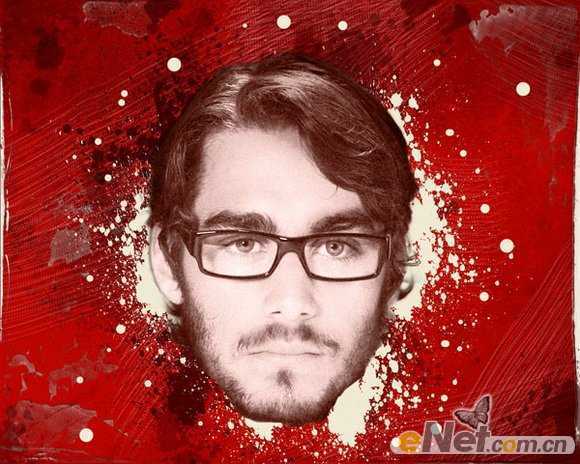 ‘photoshop利用画笔及图层样式制作颓废的古典头像海报‘