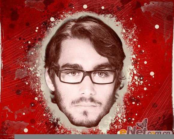 ‘photoshop利用画笔及图层样式制作颓废的古典头像海报‘