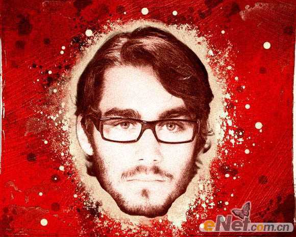 ‘photoshop利用画笔及图层样式制作颓废的古典头像海报‘