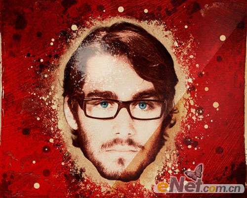 ‘photoshop利用画笔及图层样式制作颓废的古典头像海报‘