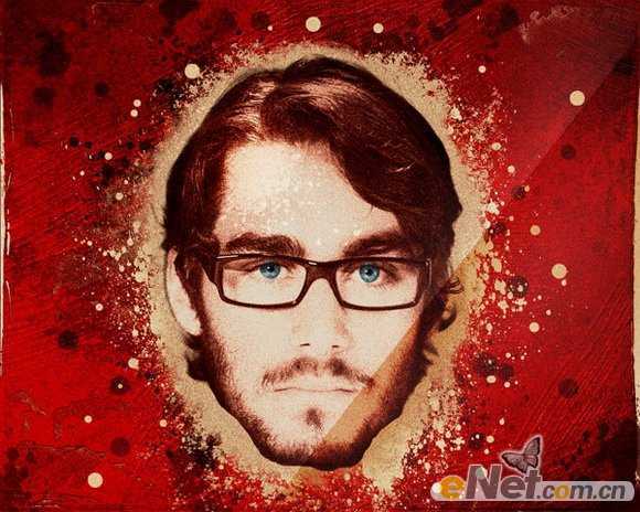 ‘photoshop利用画笔及图层样式制作颓废的古典头像海报‘